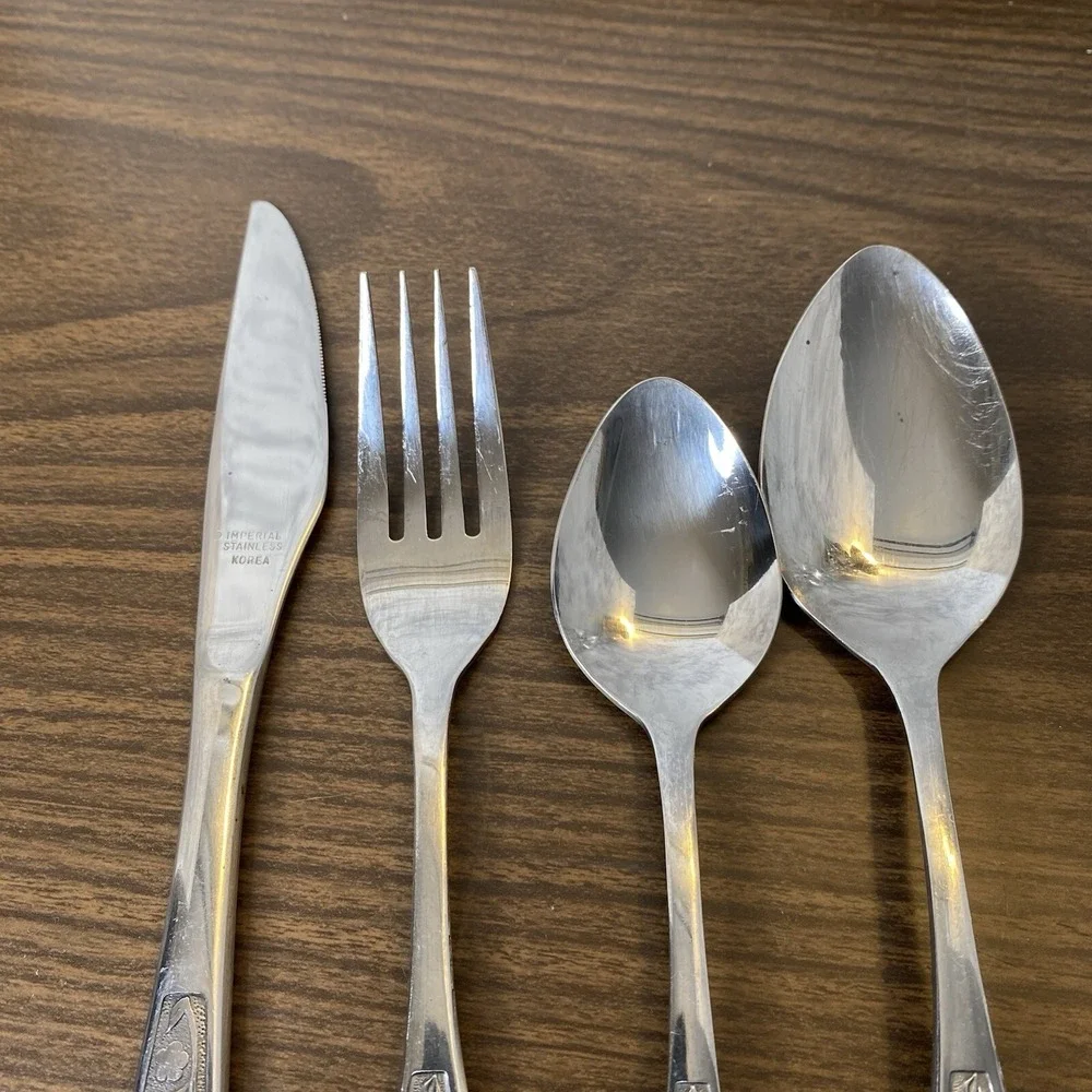 VTG Imperial Stainless 4pc TROPIC GARDEN Dinner Fork Knife Place Spoon Teaspoon